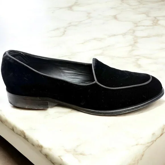 Suitsupply Black‎ Cotton Velvet Tuxedo Slip On Loafers